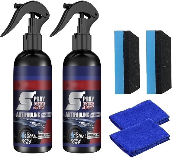 Multi-Functional Coating Renewal Agent, 3 in 1 Ceramic Car Coating Spray High Protection Quick Car Coating Spray 2 pcs