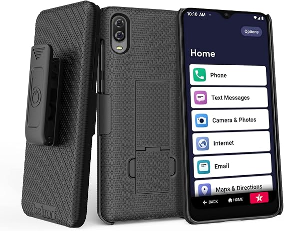Case for Jitterbug Phone Smart3, BELTRON Slim Protective Grip Case & Belt Clip Clip Holster Combo with Kickstand for Lively Smart for Seniors (Black)