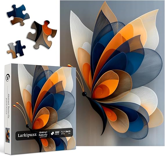 Butterfly Puzzles for Adults 1000 Pieces, Larkipuzz Gradient Animals Jigsaw Puzzles Abstract Art, Impossible Unique Geometric Theme, Challenging for Adults