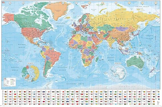 POSTER STOP ONLINE Political Map of The World - Educational Poster/Print (World Map with Flags) (Size 36" x 24")