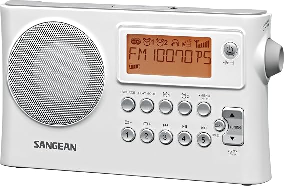 Sangean PR-D14 AM/FM-RDS Portable Receiver with USB-White