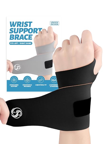 Wrist Brace for Carpal Tunnel: Wrist Support Compression Wraps for Women and Men Arthritis Tendonitis Pain Relief fits Left and Right Hands 1 Pack Black