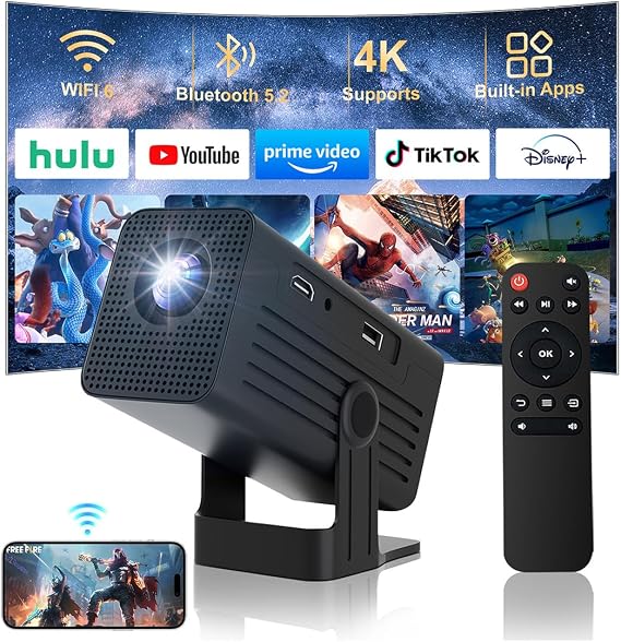 Mini Projector With Wifi And Bluetooth 4K Support Portable Movie Projector