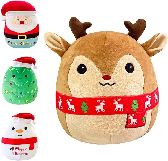 POPOYU Moose Cuddly Toy Kawaii Plush Stuffed Toy Stuffed Plush Doll Elk Plush Toy Santa Claus Stuffed Toy Santa Claus for Children Sofa Bedroom Decoration Toy Christmas New Year Gift