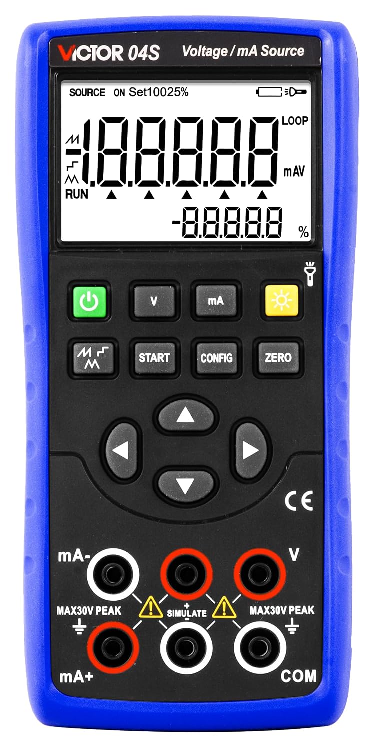 VICTOR/RuoShui Multifunction Calibration 04+ Temperature Calibrator Voltage/mA Source Multifunction Input and Source Caliator Large LCD Display with 0.05% AccurVICTOR 04+