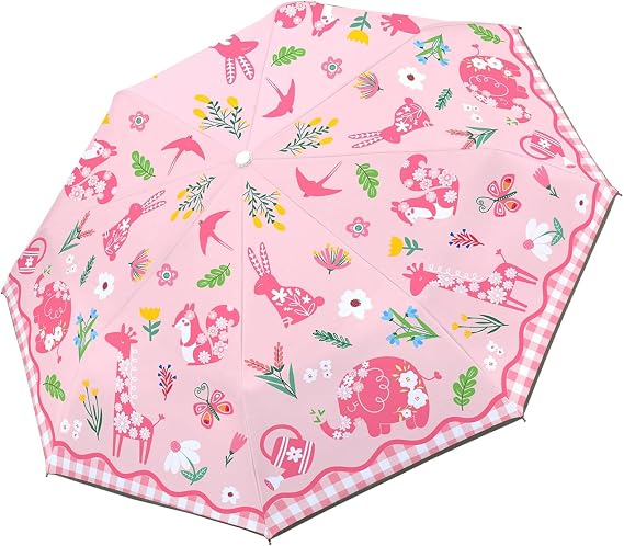 decalsweet Kids Folding Umbrella Toddler Umbrella with UV Protection Portable Auto Open/Close Anti-rebound Safe Design Windproof, Compact, Lightweight Cute Umbrella for Girls & Boy