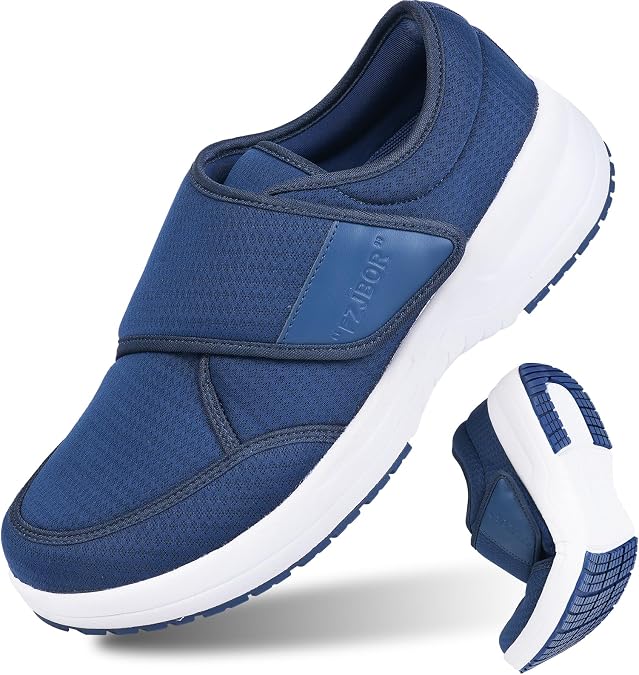Extra Wide Diabetic Shoes Men Women, Orthopedic Walking Shoes Hook & Loop | Slip-on Therapeutic Cushion Shoes, Ideal for Swollen Feet, Neuropathy & Edema, Comfort Walking Footwear for Seniors