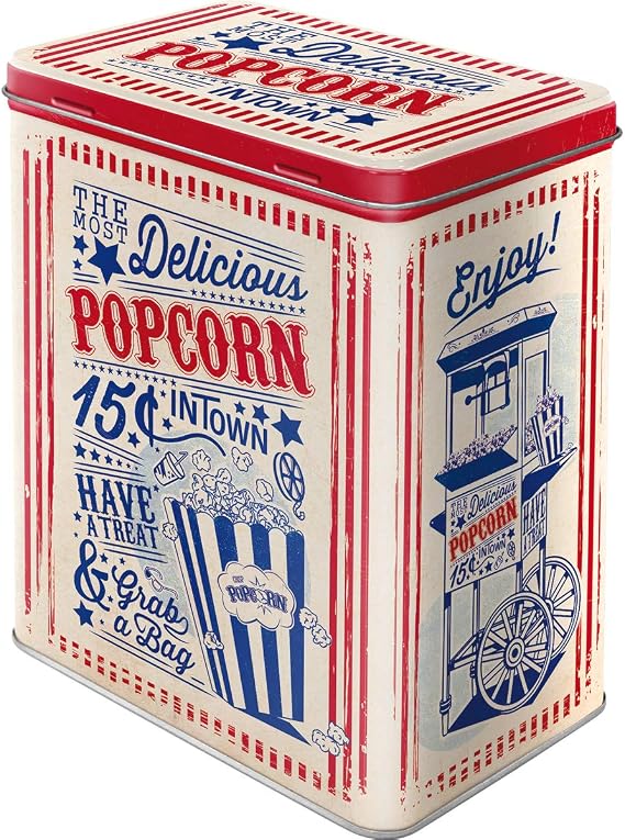 Nostalgic-Art Retro Saklama Kabı L, 3 l, Patlamış Mısır – Restoran Hayranları için Hediye Fikri, Büyük Sac Kutu, Vintage Tasarım