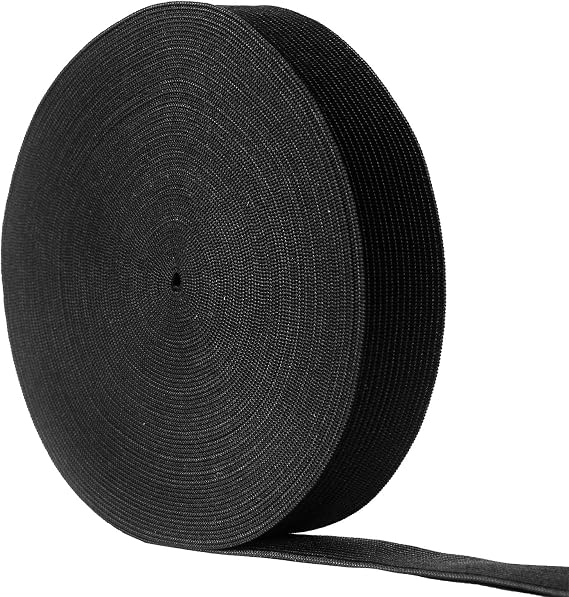 12 Yards Flat Elastic Band Spool Heavy Stretch Sewing Elastic Cord (Black, 3/4 inches width)