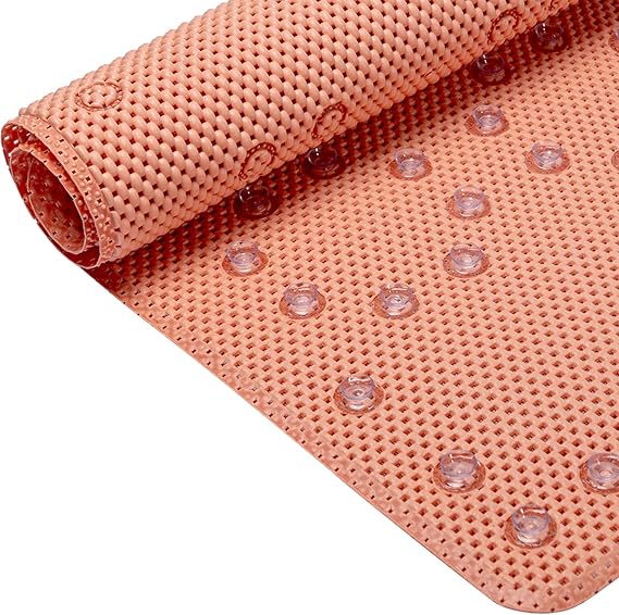 Bathtub Mat Non Slip 36 X 17 Shower Mat Soft Foam Bath Mats for Bathroom Tub, Bathtub Mat with Drain Holes, Suction Cups, Shower Mat Non Slip (Orange, 36'' x 17'')