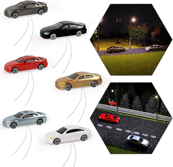 Evemodel 12pcs Head Lighted Model Car 1:87 Train Scenery HO Scale EC100