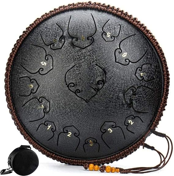 Steel Tongue Drum, 14 Inch 15 Note Chakra Tank Drum, Percussion Instrument Hand Pan Drum, Tuning Percussion Instrument, Handpan Drum Sets with Bag, for Musical Education Concert