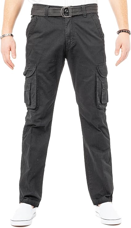 X RAY Mens Cargo Pants, Soft Cotton W/Deep Pockets & Belt Cargo Pants for Men Work and Travel