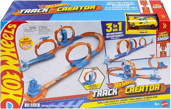 ​Hot Wheels Track Creator Triple Loop Pack & 1:64 Scale Toy Car