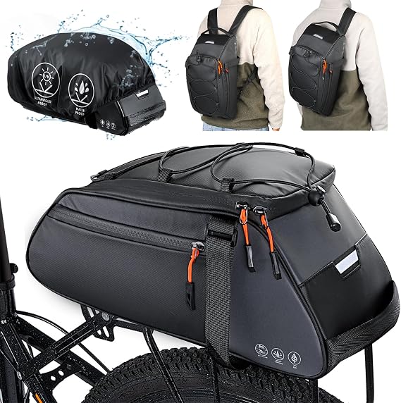 WOTOW Bike Rack Bag, Waterproof Bicycle Bag Backpack, Ebike Accessories