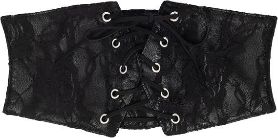 Lace-up Cinch Belt Wide Elastic Corset Waspie Gothic Cincher Belt Women