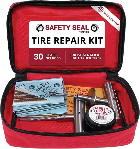 Safety Seal Tire Repair Kit Auto/LT Deluxe Bag Kit, 30 Repairs, 4" Plug Strings, Tubeless Tire Repair Kit for Cars, SUVs & Light Trucks