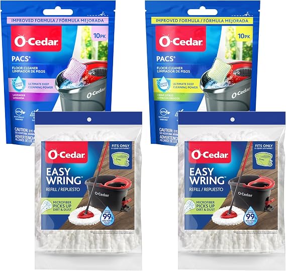 O-Cedar 2 Easywring Refills + 1 Citrus and 1 Lavender PACS (Variety Pack)