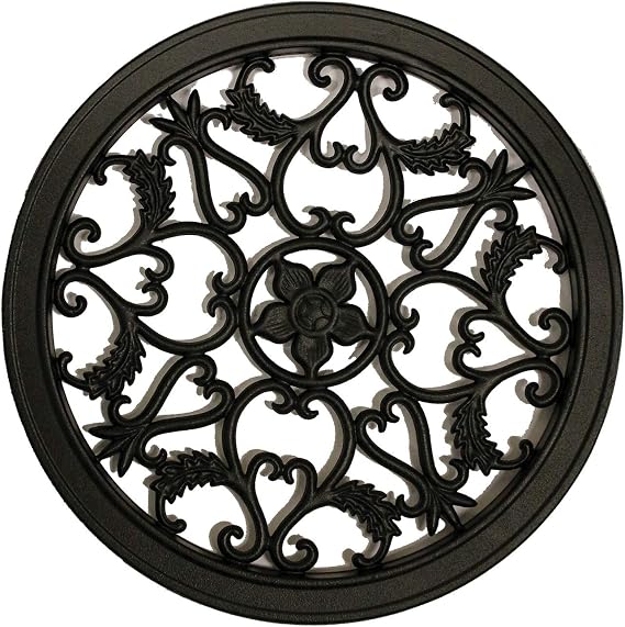 Nuvo Iron Decorative Insert for Fencing, Gates, Home, Garden - Round, 15″ Diameter, Black