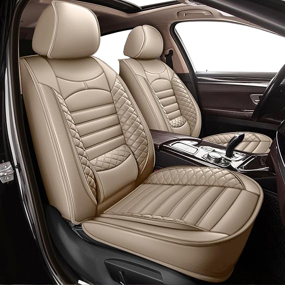 Seat Covers for Honda CRV 2015-2025 2026: Full Set 5 Seats Faux Leather Seat Cover Car Cushion Protector (Full Set, Beige)