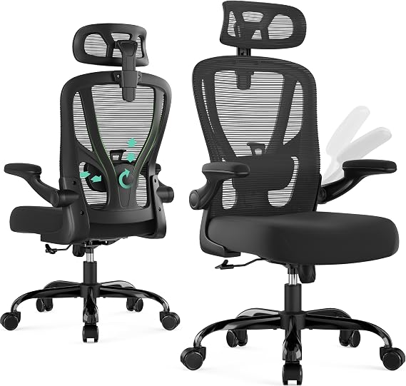 Office Chair Ergonomic Desk Chair with 3D Lumbar Support & Headrest