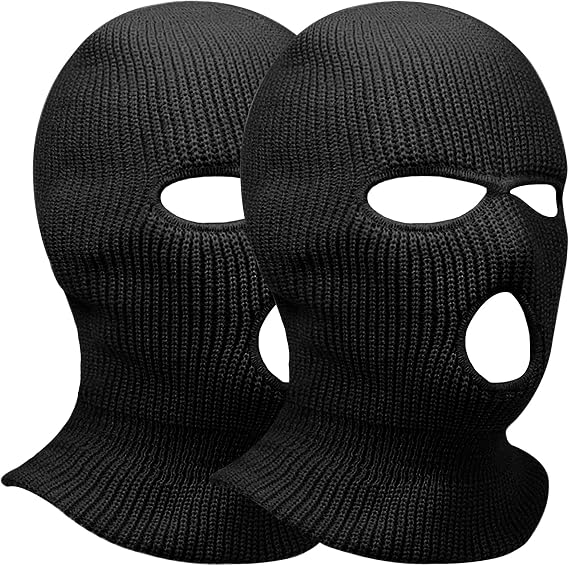 2pcs 3 Hole Winter Knitted Mask, Full Face Cover Ski Scarf Mask Warm Balaclava for Adult Skiing, Motorcycle,Wind Protection