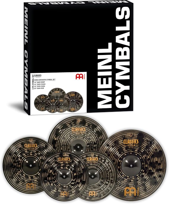 Meinl Cymbals Classics Custom Dark Expanded Box Set MADE IN GERMANY | 4-pc 14/16/18/20-inch, B12 Bronze Cymbals for Drums