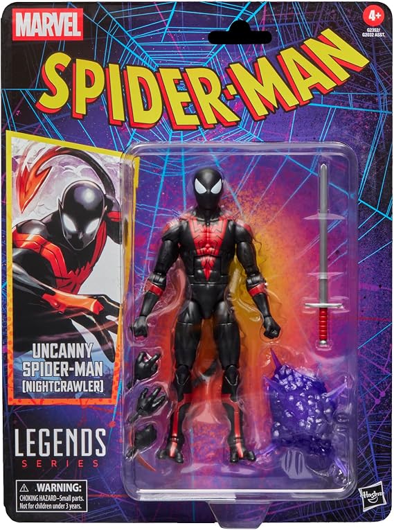 Marvel Legends Series Uncanny Spider-Man (Nightcrawler), Retro Cardback Comics Collectible 6-Inch Scale Action Figure | 6 Marvel Legends Figure, 5 Accessories, Sword, Bamf, Retro Cardback, 20 Plus Points Articulation