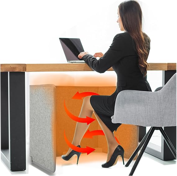 WHISPERHEAT Under Desk Warmer - Silent and Energy Efficient - Personal Under Desk Heater for Legs and Feet - for Office and Home - with Thermostat and Timer