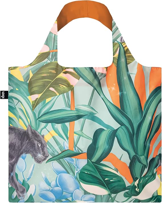 LOQI Eco Bag PC.WF POMME CHAN Wild Forest Recycled Bag, Green, Approx. Width 19.7 x Height 16.5 inches 42 cm, Top of Handle: 27.2 inches 69 cm, Included Pouch: 4.5 x 4.3 inches 11.5 x 11 cm