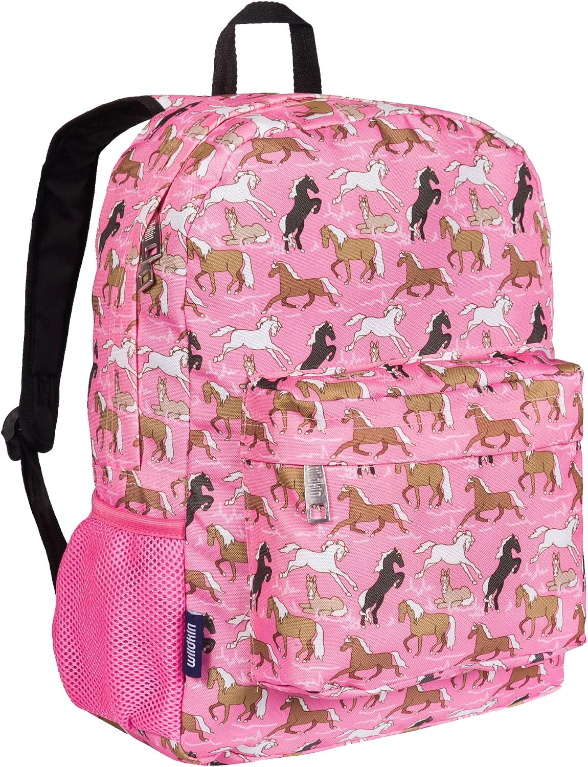 Wildkin 16-inch Kids Backpack – Durable, Padded & Spacious School Bag for Boys & Girls Horses in Pink