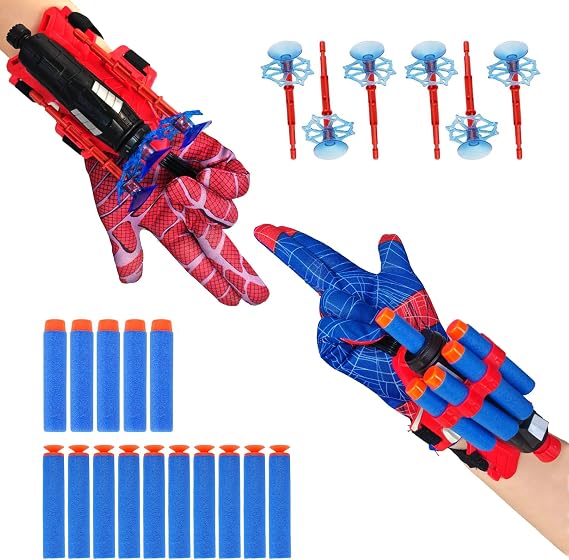 2 Pack Spider Web Shooters for Kids, Superhero Toys for Boys, Spider Web Shooters Launcher Glove Toy for Kids,Brithday Party Cosplay Gifts