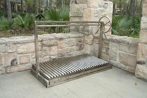Santa Maria Grill Built in BBQ Cooking Grill - Outdoor Argentine Barbecue V grate Adjustable Height 44x22