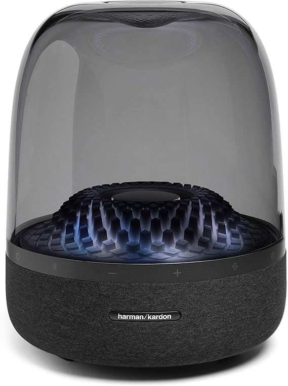 Harman Kardon AURA STUDIO 4 Wireless Bluetooth Speaker, Ambient Lighting, Built-in Subwoofer, Multipoint, Power Cable Drive, 3.5mm Analog Input, Recycled Material, Black/HKAURAS4BLKJN