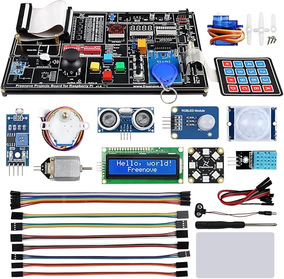 Freenove Project Kit for Raspberry Pi 5 / 4B / 3B+ / 400 / Zero 2W, Simple Wiring, 860 Page Detailed Tutorial, Python C Java Scratch Processing Code, 132 Projects Raspberry Pi Not Included