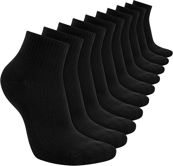 Skechers Women's 10-pack Half Terry Classic Quarter Crew Socks, Comfort-fit & Cushioned Footbed