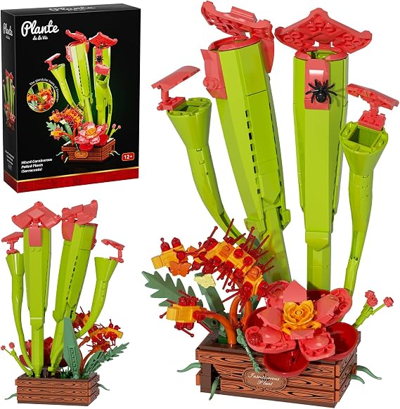 JAKI Carnivorous Plant Bonsai Building Set | Sarracenia Pinguicula Drosera Artificial Plant Model Toy, Desk Home Decor, Gift Idea for Nature Lovers Adult Kids 12+