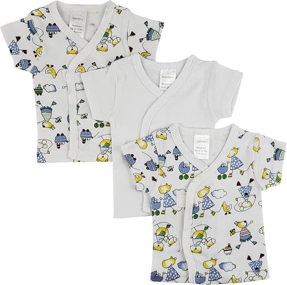 bambini White Side Snap Short Sleeve Shirt - 3 Pack