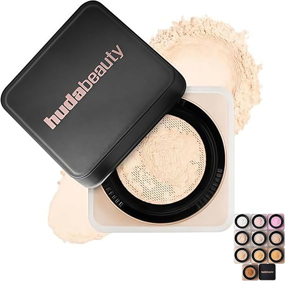 Huda Beauty Easy Bake Loose Baking & Setting Powder -Non Cakey Finish Locks In Foundation, Loose Setting Powder Translucent For Natural Look And Everyday Use (Pound Cake)
