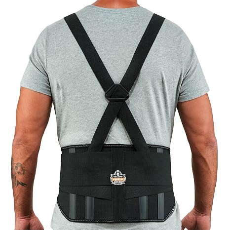 Ergodyne - 11101 ProFlex 1600 Back Support Brace, 9" Extended Support, High Cut Front For Mobility, XS,Black