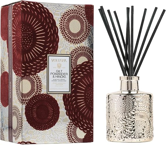 Gilt Pomander and Hinoki Reed Diffuser by Voluspa for Unisex - 3.4 oz Reed Diffuser