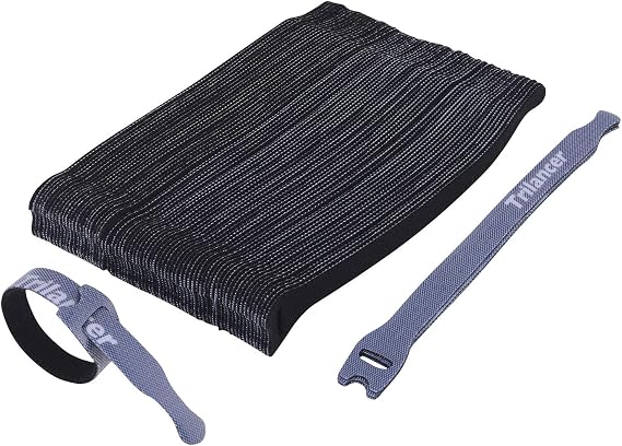Trilancer Reusable Cable Straps Wire Ties, Cable Organizer, 8'' (50 PCS)