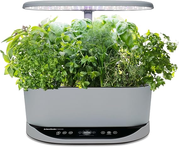 AeroGarden Bounty Basic - Indoor Garden with LED Grow Light, Cool Gray