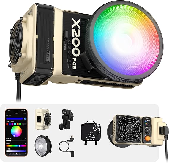 ZHIYUN MOLUS X200 RGB Standard 200W Professional Portable COB Video Light