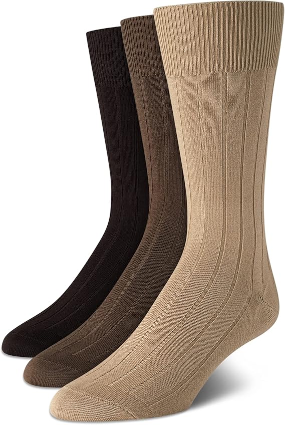 Calvin Klein Mens Dress Socks Soft Egyptian Cotton Blend Crew Socks, 3 Pack | Fine Egyptian Cotton Blend, Stay-Up Cuff, Reinforced Heel and Toe, Cushioned Comfort, Crew Length for Casual and Workwear