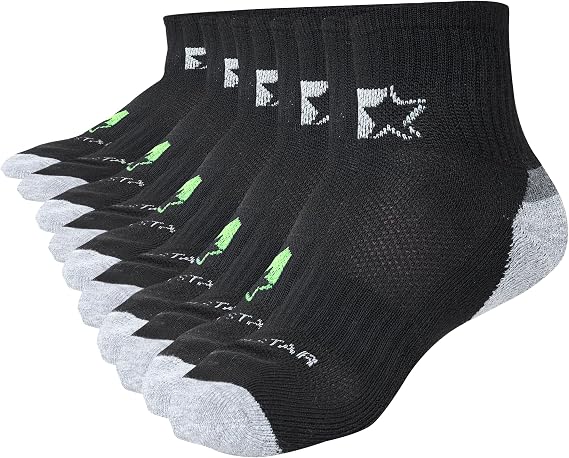 STARTER DRI-Fit Quarter Ankle Socks Men 10 Pack, Athletic Ankle Socks Men | Arch Support, Half-Cushioned Sole, Size 6-12