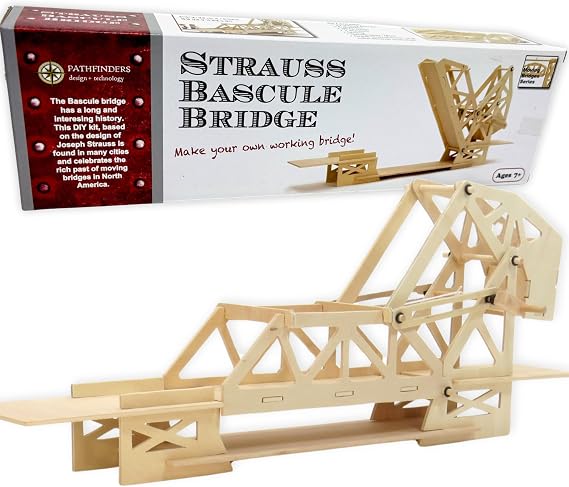 STEM Kit Bridge Building Kit | Wooden Mechanical Engineering Toy | Strauss Bascule Bridge 3D Puzzle | Educational Science & STEM Project