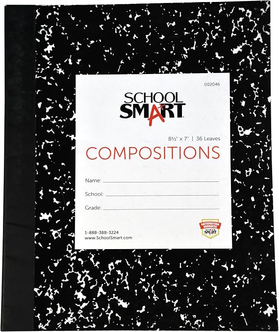 School Smart Flexible Cover Ruled Composition Book, 36 Sheets, 8-1/2 x 7 Inches