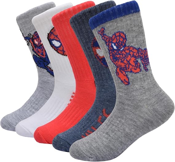 Spiderman Boys' Marvel Spider-man Boy's Crew Socks, 5 Pack