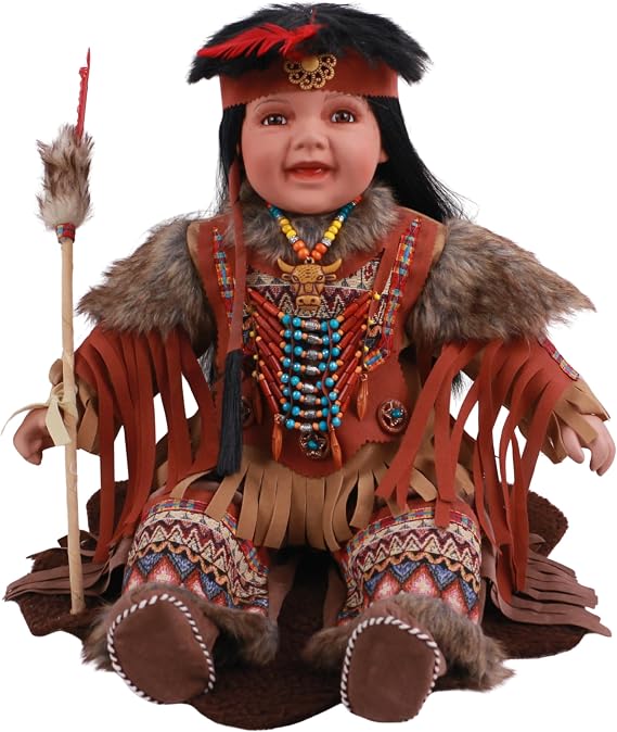 KINNEX COLLECTIONS SINCE 1997 24" Collectible Native American Indian Porcelain Doll D24687 (Dustos)